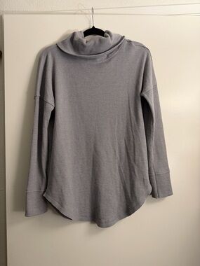 Anthropologie Maeve Light Gray Waffle Knit Cowl Pullover